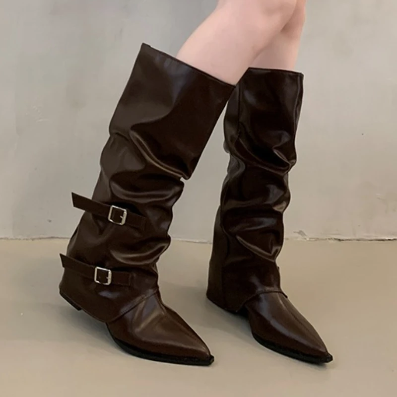 Women High Boots Pointed Toe Heeled Shoes Pleated Sexy Knee High Heels Chelsea Motorcycle Boots Fashion New 2025 Winter Zapatos
Women High Boots Pointed Toe Heeled Shoes Pleated Sexy Knee High Heels Chelsea Motorcycle Boots Fashion New 2025 Winter Zapatos