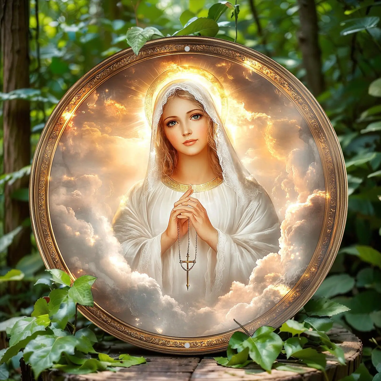 Vintage Virgin Mary Religious Wall Decor - 8" Round Prayer With Heavenly Clouds & Golden Halo - Durable Aluminum Me
Vintage Virgin Mary Religious Wall Decor - 8" Round Prayer With Heavenly Clouds & Golden Halo - Durable Aluminum Me