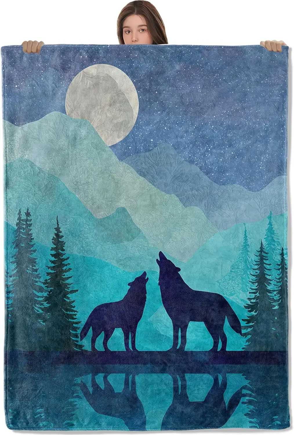 Howling wolves blanket full moon night sky mountain landscape soft throw nature art bedroom decor wildlife print home textile
Howling wolves blanket full moon night sky mountain landscape soft throw nature art bedroom decor wildlife print home textile