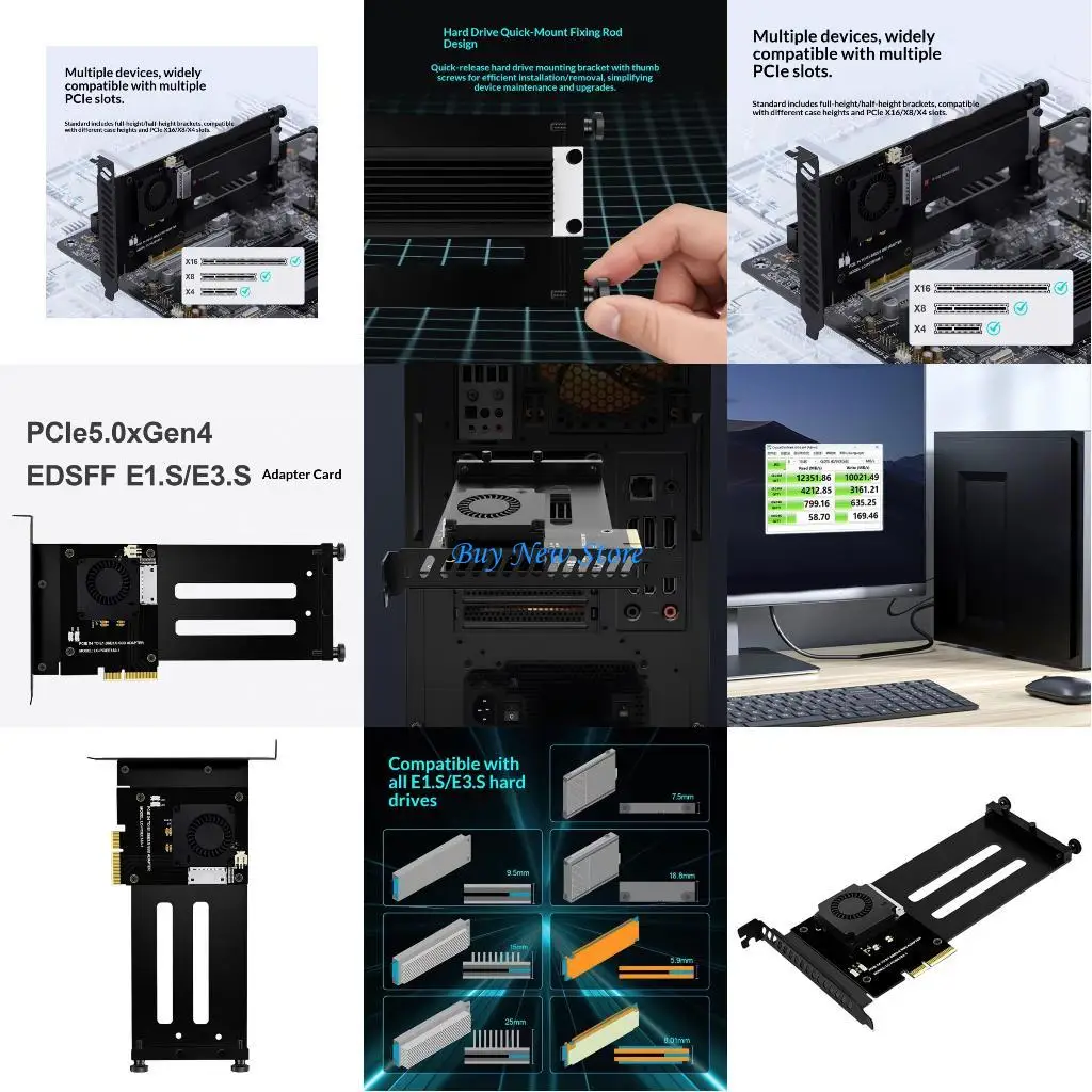 20CE PCIe 5.0 Adapters Card for E1S Featuring Cooling Fan and Level Build