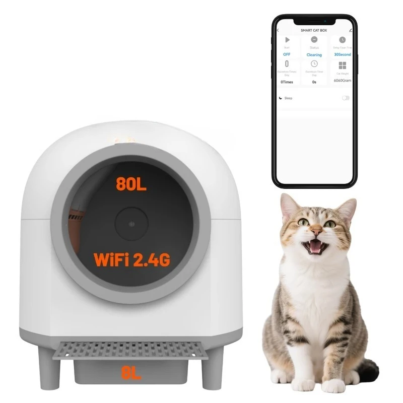 80L Large Plastic Self-Cleaning Easy Clean Cat Litter Box Low Noise App Wifi Control Electric Automatic Cat Toilet
80L Large Plastic Self-Cleaning Easy Clean Cat Litter Box Low Noise App Wifi Control Electric Automatic Cat Toilet
