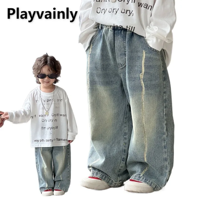 Korean Style Baby Boys Ripped Jeans New Spring Autumn Kids Elastic Waist Blue Wide Leg Pants Children Fashion Trousers A06507
Korean Style Baby Boys Ripped Jeans New Spring Autumn Kids Elastic Waist Blue Wide Leg Pants Children Fashion Trousers A06507