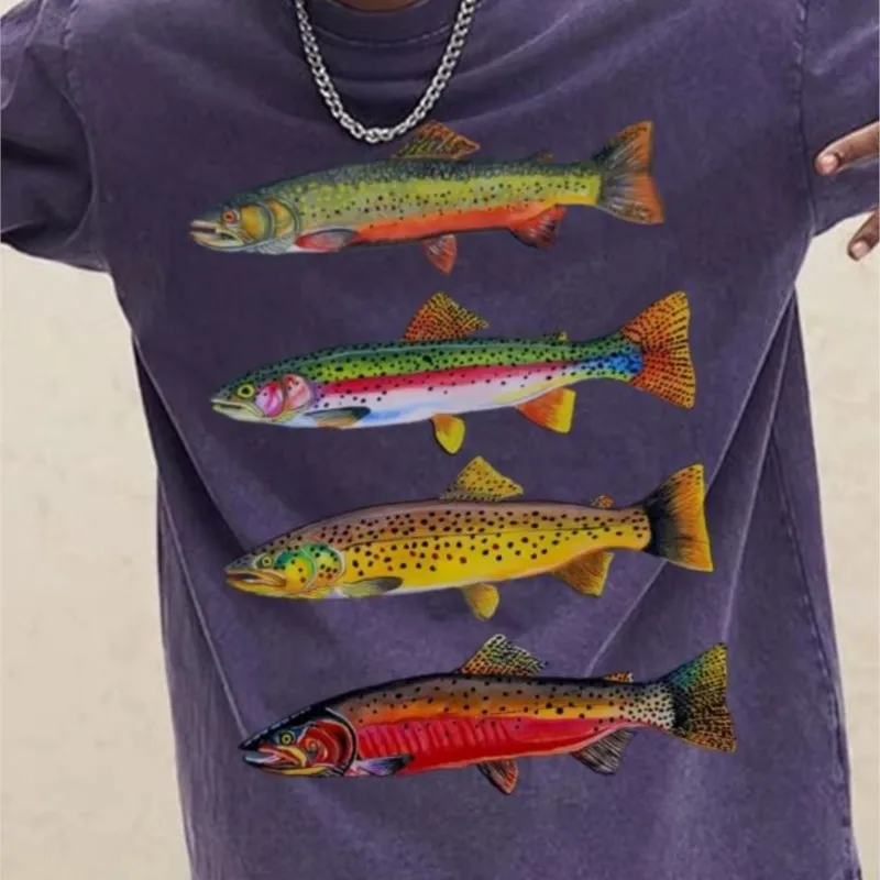 Smudged Dot Fish Print T-Shirt For Men Cotton Round Neck Shoulder Down Tee Blouse Fashion Women Short Sleeve Shirts Clothing
Smudged Dot Fish Print T-Shirt For Men Cotton Round Neck Shoulder Down Tee Blouse Fashion Women Short Sleeve Shirts Clothing