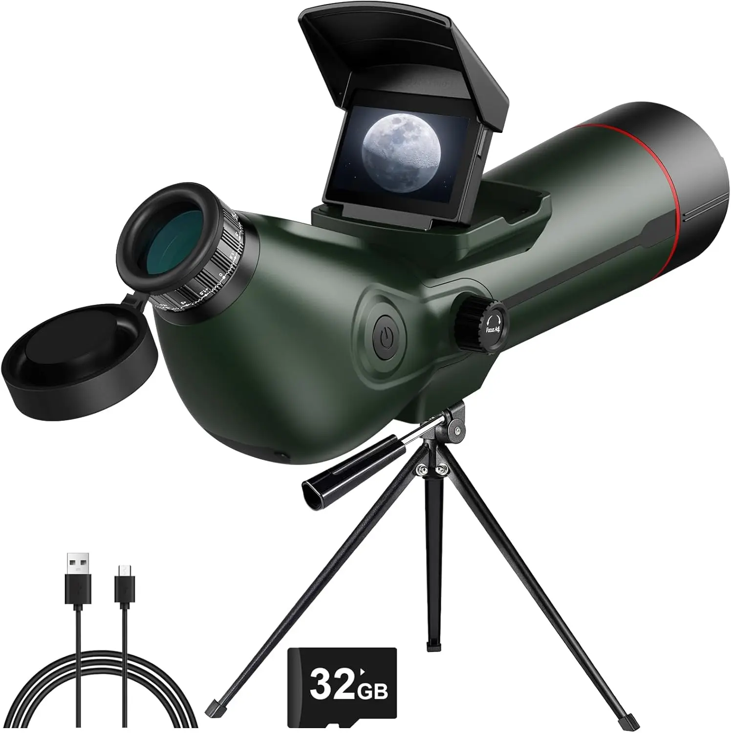 Digital Spotting Scope with Screen Portable Auto-Focus Electronic 4K Smart Telescope with Tripod 32GB SD Card and Carrying Bag f
Digital Spotting Scope with Screen Portable Auto-Focus Electronic 4K Smart Telescope with Tripod 32GB SD Card and Carrying Bag f