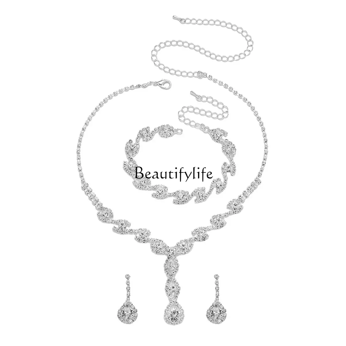 European and American jewelry set full of diamond crystal 3-piece set earrings bracelet dinner dress accessories
European and American jewelry set full of diamond crystal 3-piece set earrings bracelet dinner dress accessories