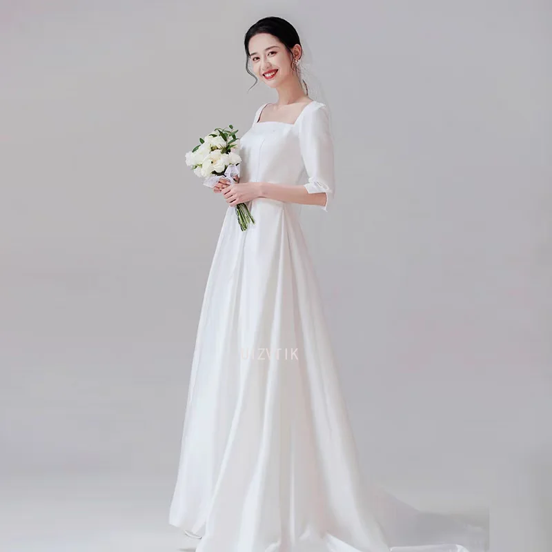 Light Wedding Dress omen 2025 New Half Sleeve Satin Party Formal Dress Simple Korea Elegance Travel Photos Shoot Bride Dress
Light Wedding Dress omen 2025 New Half Sleeve Satin Party Formal Dress Simple Korea Elegance Travel Photos Shoot Bride Dress