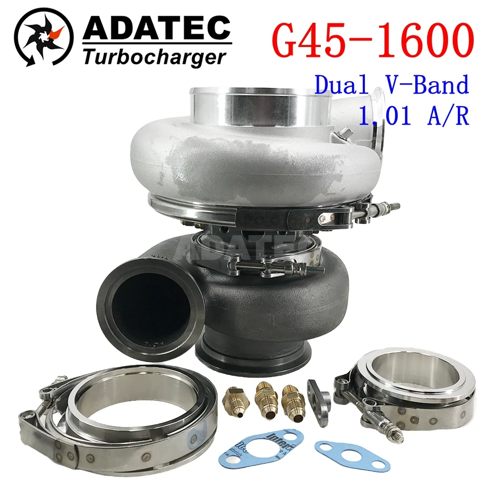 G45-1600 Dual V-Band 1.01 A/R Turbocharger / Turbine Housing G-Series 750 - 1600HP 2.0L - 8.0L Dual Ceramic Ball Bearing
G45-1600 Dual V-Band 1.01 A/R Turbocharger / Turbine Housing G-Series 750 - 1600HP 2.0L - 8.0L Dual Ceramic Ball Bearing