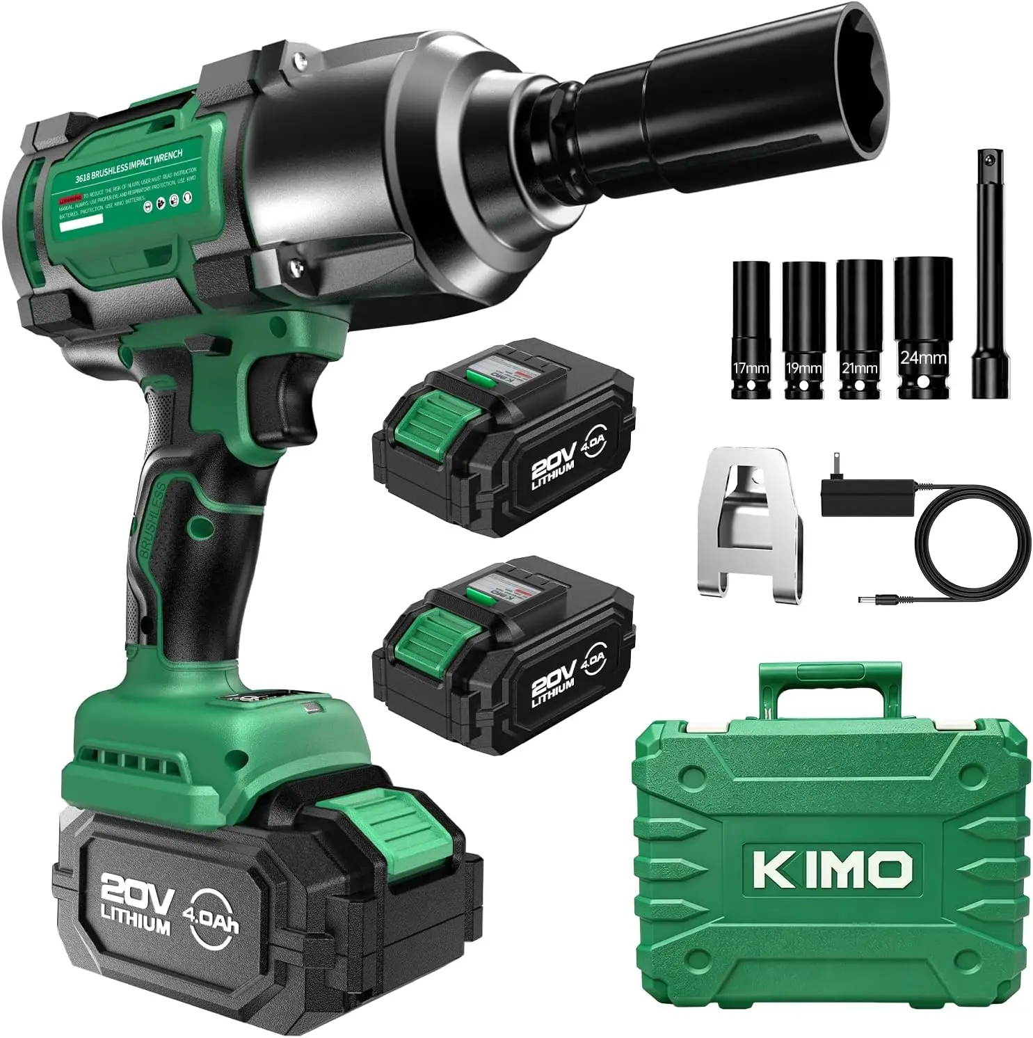 1/2" Impact Wrench 1200N.m Max Torque, 4000RPM Brushless Motor, 3 Modes, 2x4.0Ah Batteries, Cordless Impact Gun for Car/Truck/Mower
1/2" Impact Wrench 1200N.m Max Torque, 4000RPM Brushless Motor, 3 Modes, 2x4.0Ah Batteries, Cordless Impact Gun for Car/Truck/Mower