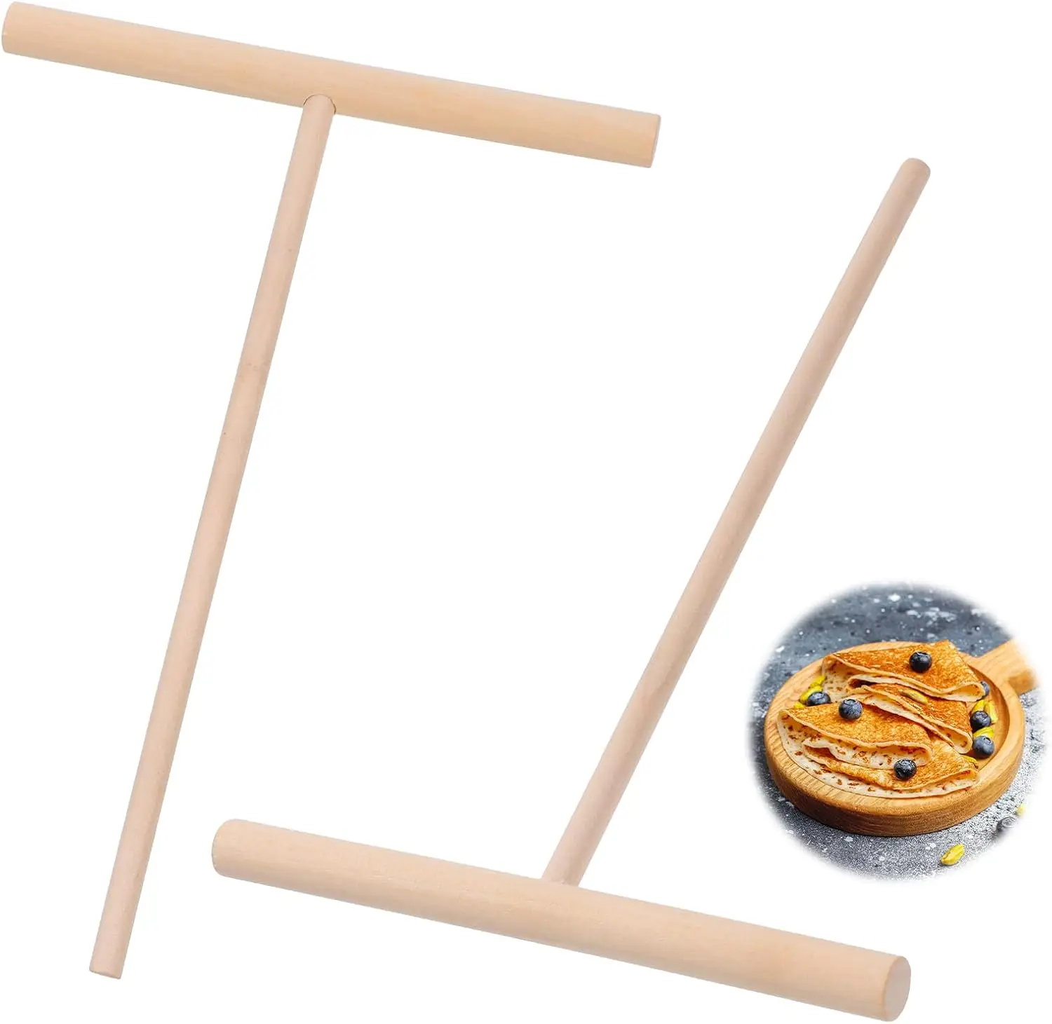 Natural Wooden T-Type Crepe Batter Spreader Set of 2, Smooth Polished Spatula Tool, Easy to Spread Batter Evenly, Practical Kitchen Gadget for Crepe, Flat Tortilla, Roti, Galette & Homemade Pastry Making
Natural Wooden T-Type Crepe Batter Spreader Set of 2, Smooth Polished Spatula Tool, Easy to Spread Batter Evenly, Practical Kitchen Gadget for Crepe, Flat Tortilla, Roti, Galette & Homemade Pastry Making