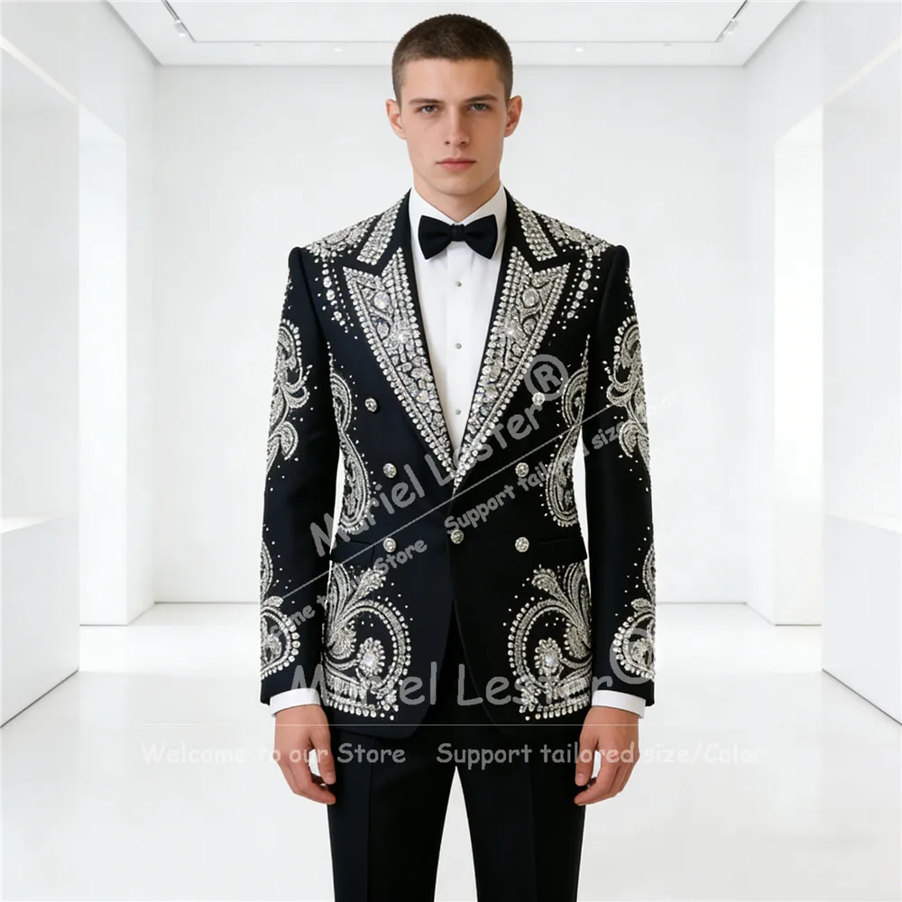 Unique Design Beaded Stones Suits Men Slim Fit Peaked Lapel Prom Blazers Customized Groom Banquet Party Tuxedos Terno Masculino
Unique Design Beaded Stones Suits Men Slim Fit Peaked Lapel Prom Blazers Customized Groom Banquet Party Tuxedos Terno Masculino