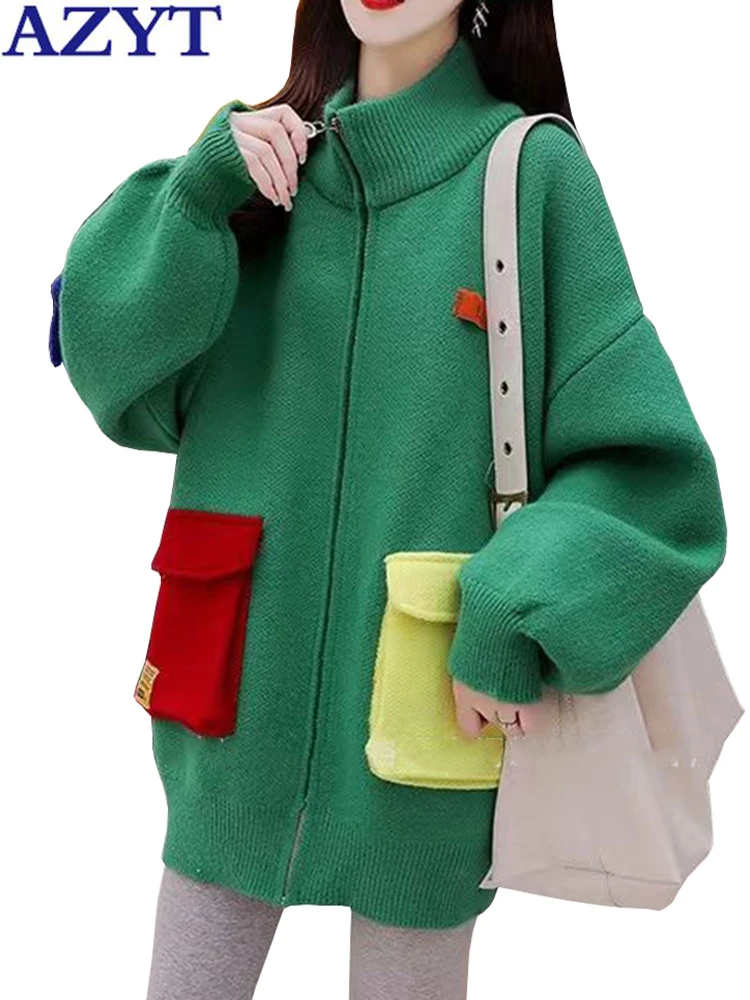 AZYT Casual Zipper Women Sweater Cardigan Fashion Pocket Patchwork Knit Cardigan Jackets Female 2022 Autumn Winter Soft Knitwear
AZYT Casual Zipper Women Sweater Cardigan Fashion Pocket Patchwork Knit Cardigan Jackets Female 2022 Autumn Winter Soft Knitwear