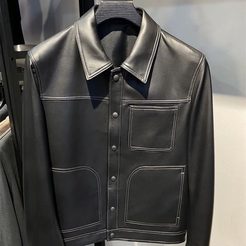 Faionable PU Leather Jaet Men's Busin Casual All-Match Fce-Lined Stand Collar Coat Trendy Autumn Winter New Sle
Faionable PU Leather Jaet Men's Busin Casual All-Match Fce-Lined Stand Collar Coat Trendy Autumn Winter New Sle