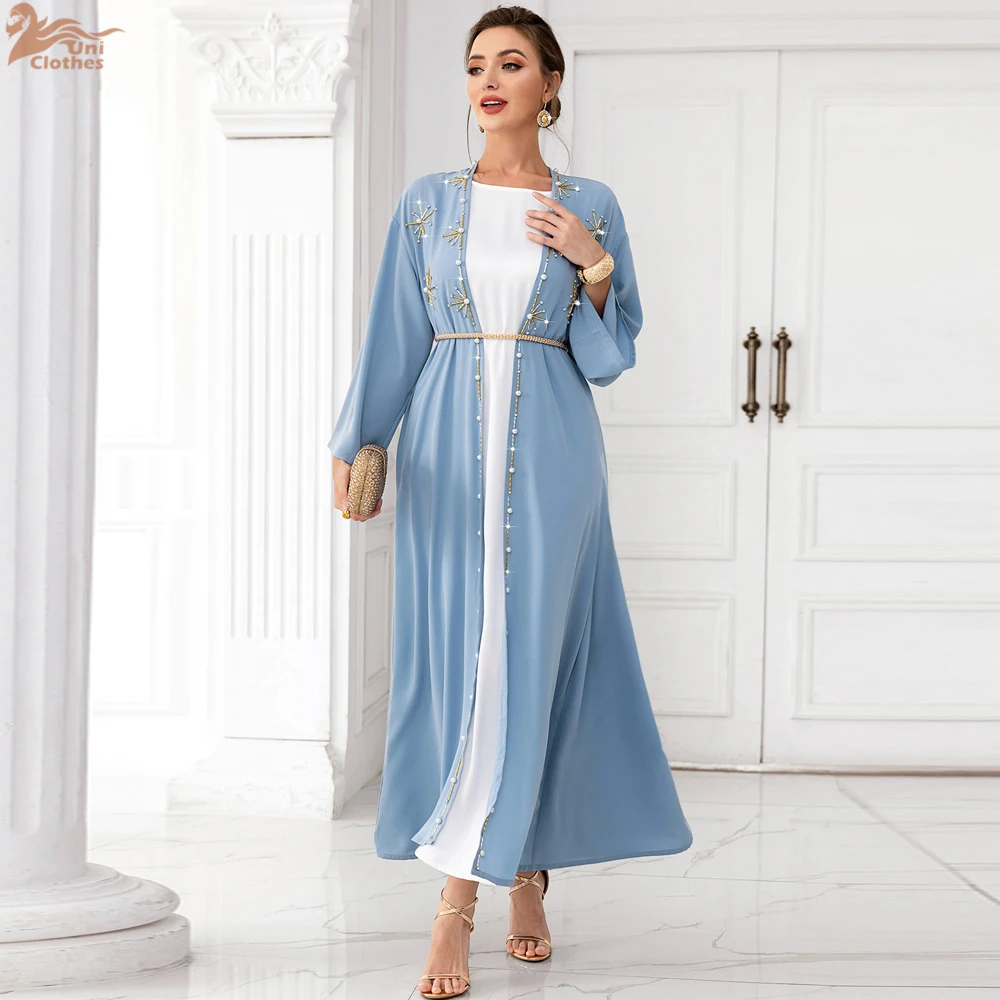 2025 Eid Dubai Islamic Elegant Turkey Luxury Modest Abaya Women Muslim Dress Abaya Handmade Beads Open Kimono Abaya
2025 Eid Dubai Islamic Elegant Turkey Luxury Modest Abaya Women Muslim Dress Abaya Handmade Beads Open Kimono Abaya