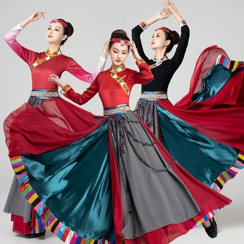 Chinese Traditional Costume Stage Dance Wear Folk Costumes Performance Festival Tibetan Outfit Long Skirts for Women Dancing
Chinese Traditional Costume Stage Dance Wear Folk Costumes Performance Festival Tibetan Outfit Long Skirts for Women Dancing