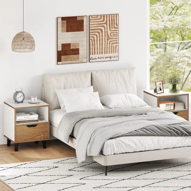 Nightstand Set of 2 with Drawer and Open Storage Shelf for Bedroom-White
Nightstand Set of 2 with Drawer and Open Storage Shelf for Bedroom-White