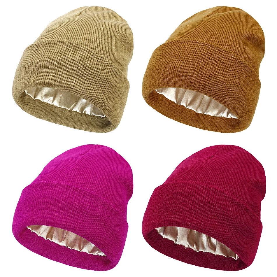 High-Quality Women Winter Knitted Satin-Feel Beanie Hats Hairdo Protection Cold Weather Comfortable Casual Hats
High-Quality Women Winter Knitted Satin-Feel Beanie Hats Hairdo Protection Cold Weather Comfortable Casual Hats