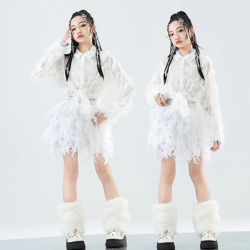 Hip Hop Girls K-pop Sequined Crop Top Street Dance Feather Skirt Kids Streetwear Skirt Children Jazz Costumes Clothes Set
Hip Hop Girls K-pop Sequined Crop Top Street Dance Feather Skirt Kids Streetwear Skirt Children Jazz Costumes Clothes Set