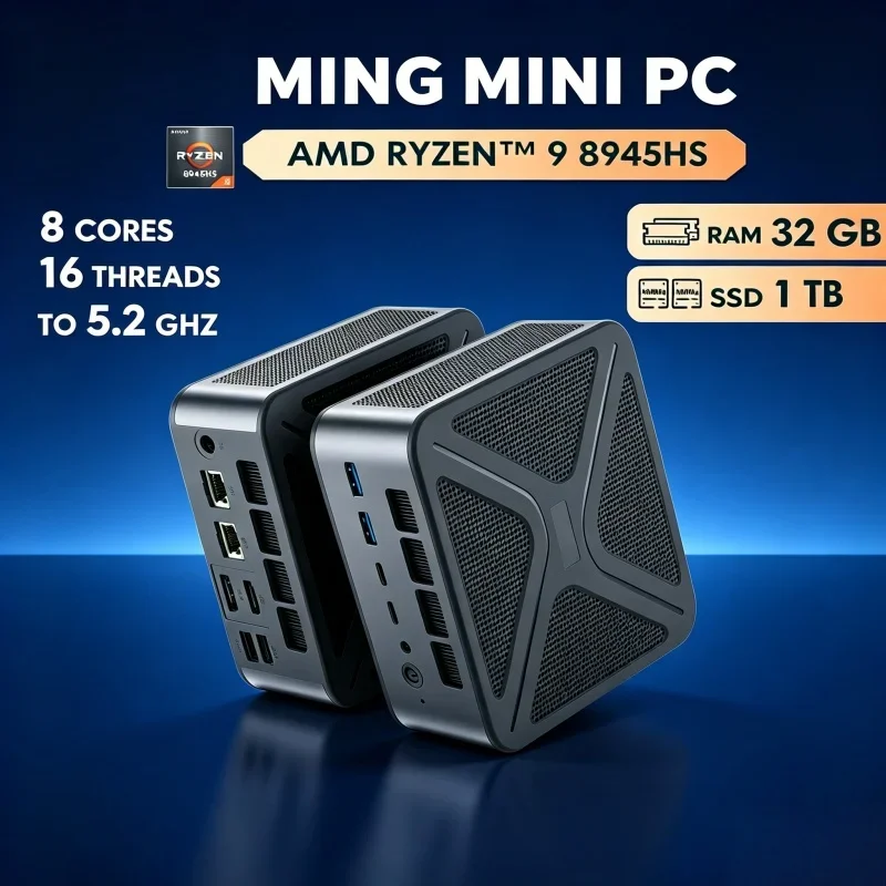 AMD Ryzen9 8945HS GH8 Mini PC Full Interfaces Desktop 2*DDR5 WIFI6 BT5.2 8K HDMI2.1 Dual M.2 NVME Unit
AMD Ryzen9 8945HS GH8 Mini PC Full Interfaces Desktop 2*DDR5 WIFI6 BT5.2 8K HDMI2.1 Dual M.2 NVME Unit