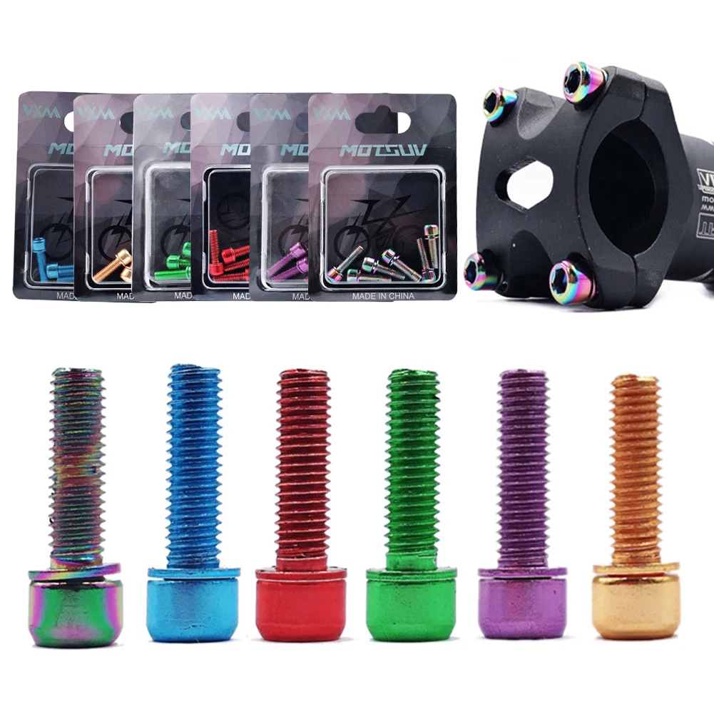 Болты выноса велосипеда M5x18 мм, титановые винты с шестигранной головкой и шайбой, 6 шт. в упаковке
Болты выноса велосипеда M5x18 мм, титановые винты с шестигранной головкой и шайбой, 6 шт. в упаковке