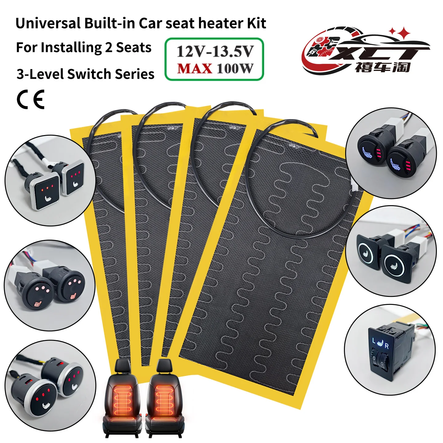 Car Seat Heating Kit 12V Universal Carbon Fiber Heated Seat Retrofit System 3-Level Adjustable for 2 Front Seats
Car Seat Heating Kit 12V Universal Carbon Fiber Heated Seat Retrofit System 3-Level Adjustable for 2 Front Seats