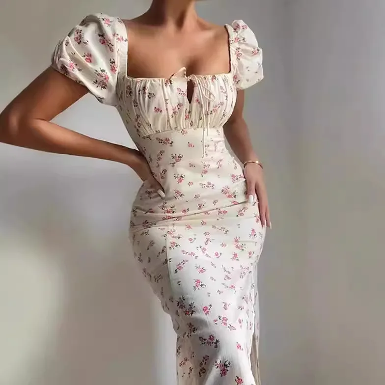 Puff Sleeve Women's Dress With High Waist Elegant Retro Retro Floral Print Square Neck Casual Split Lace With Office Party Dress
Puff Sleeve Women's Dress With High Waist Elegant Retro Retro Floral Print Square Neck Casual Split Lace With Office Party Dress