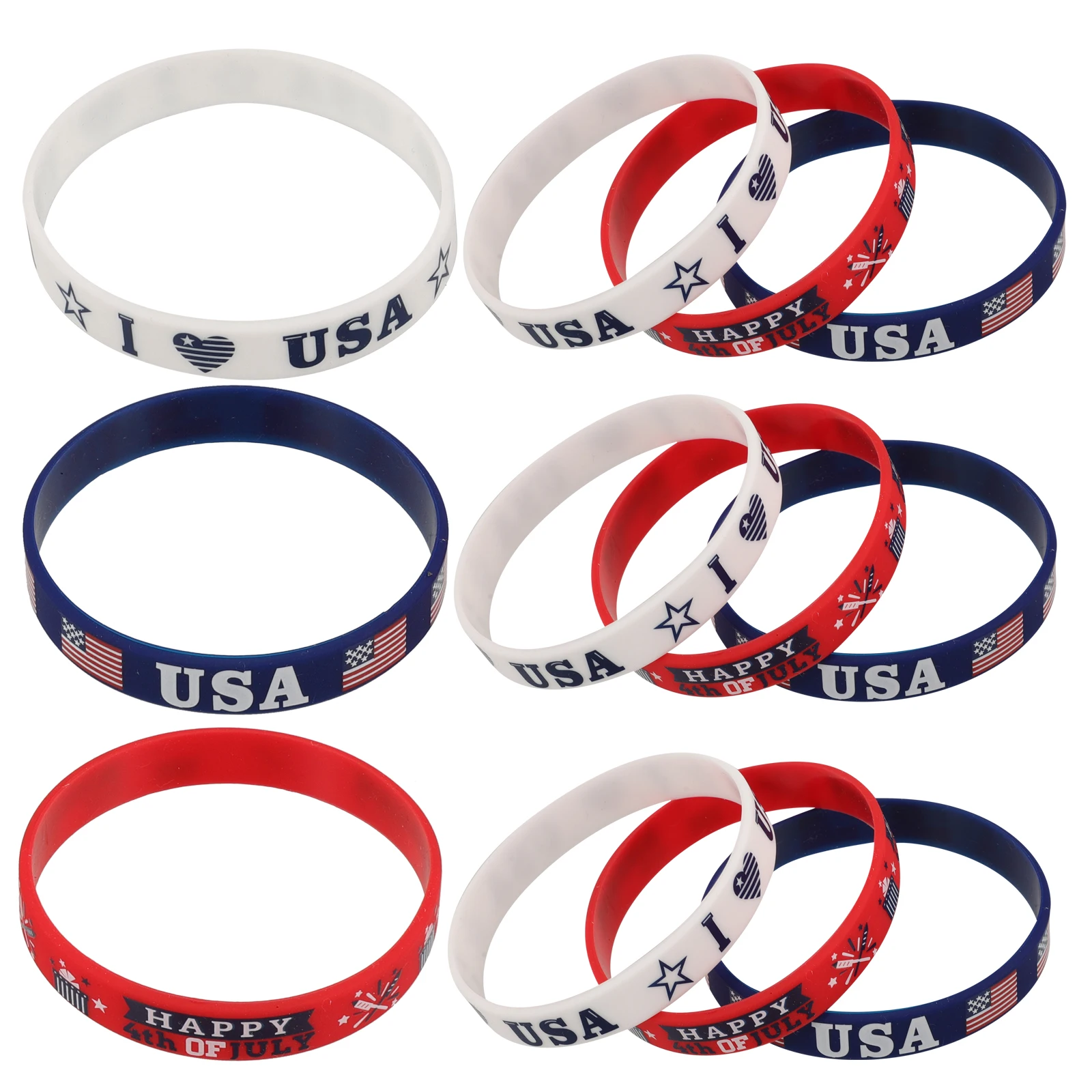 12pcs USA Bracelet Independence Day Party Wristbands Patriotic Silicone Accessories Flag Design Reusable Favors for Festival
12pcs USA Bracelet Independence Day Party Wristbands Patriotic Silicone Accessories Flag Design Reusable Favors for Festival