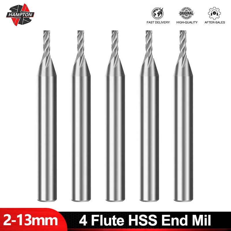 HAMPTON HSS Milling Cutter 4 Flute End Mill 2-13mm For CNC Machine Milling Tools Router Bit Metal Cutter Aluminum Milling Bit
HAMPTON HSS Milling Cutter 4 Flute End Mill 2-13mm For CNC Machine Milling Tools Router Bit Metal Cutter Aluminum Milling Bit