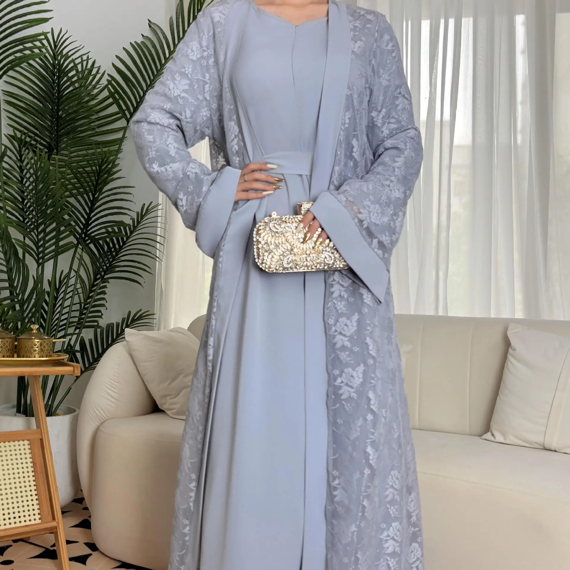Women 2pc Muslim Set Lace Abaya+Dress Jilbab Kebaya Hijab Abayas 2 Piece Set Kaftan Robe Kimono Eid Matching Sets Islam Clothing
Women 2pc Muslim Set Lace Abaya+Dress Jilbab Kebaya Hijab Abayas 2 Piece Set Kaftan Robe Kimono Eid Matching Sets Islam Clothing