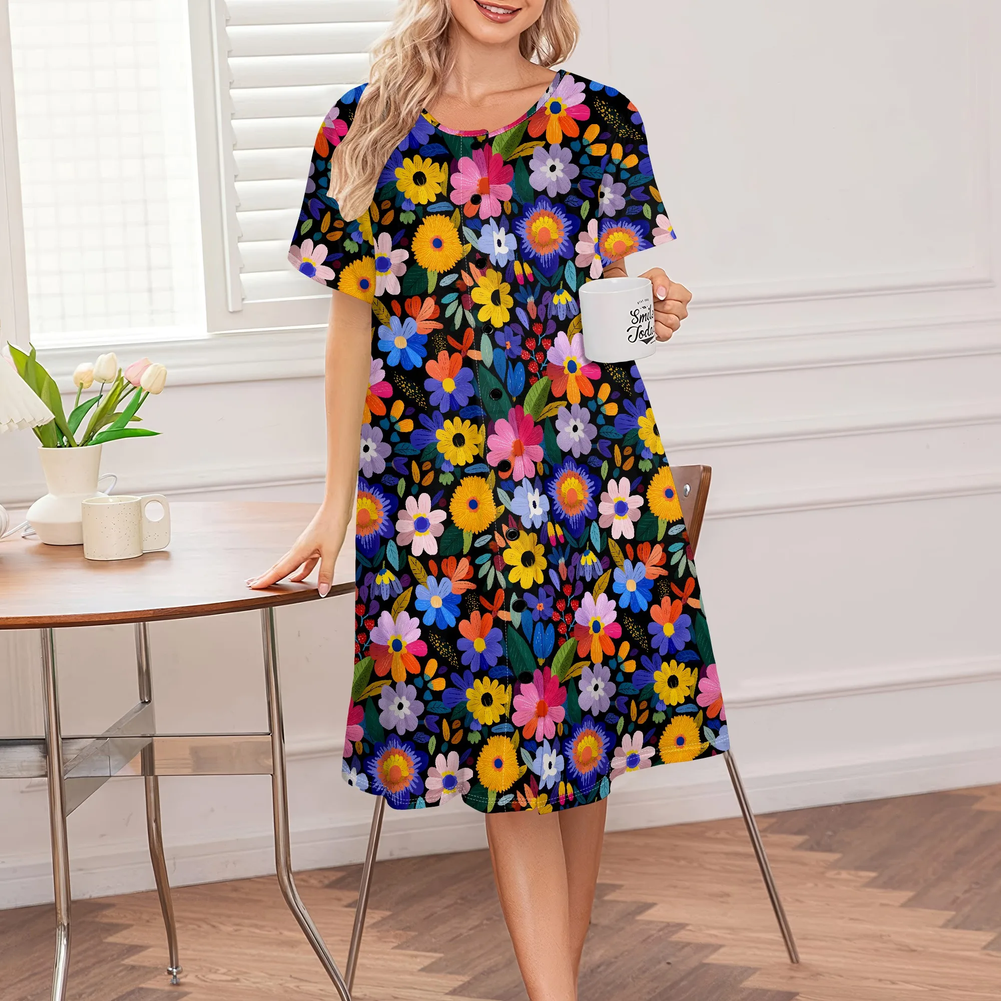 Retro Floral Print Plus Size Dress Women's Bright Colorful Button-Down Summer Dress S-3XL for Brunch or Picnic Wear
Retro Floral Print Plus Size Dress Women's Bright Colorful Button-Down Summer Dress S-3XL for Brunch or Picnic Wear