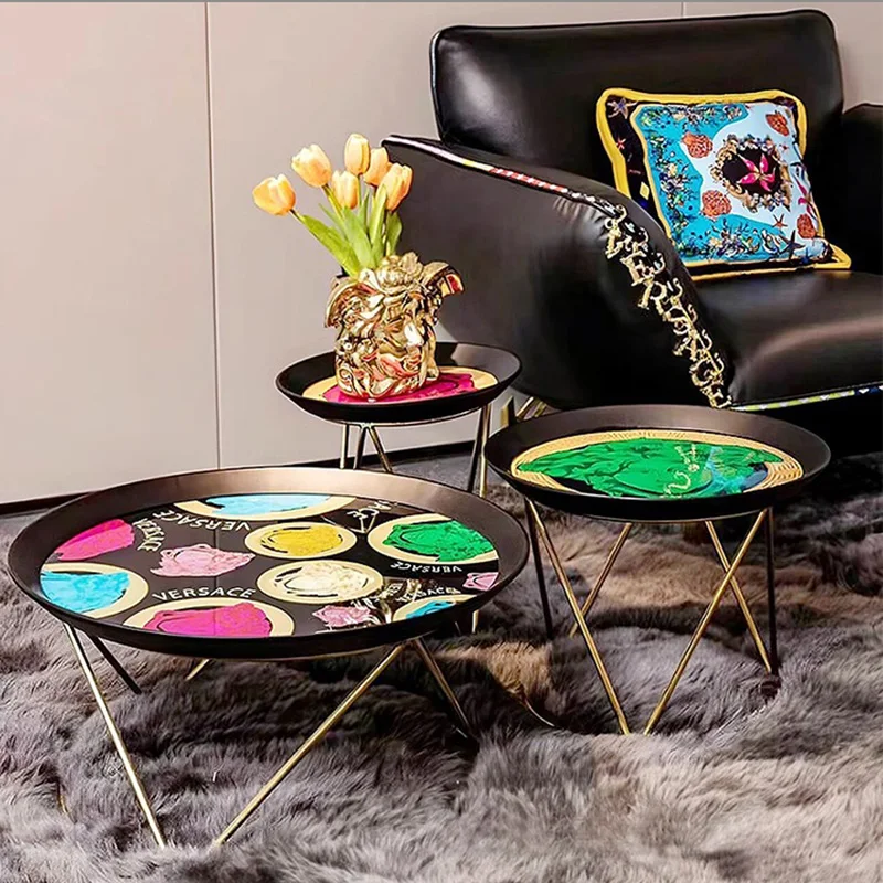 Minimalist villa living room creative minimalist combination coffee table stainless steel printing round corner table
Minimalist villa living room creative minimalist combination coffee table stainless steel printing round corner table