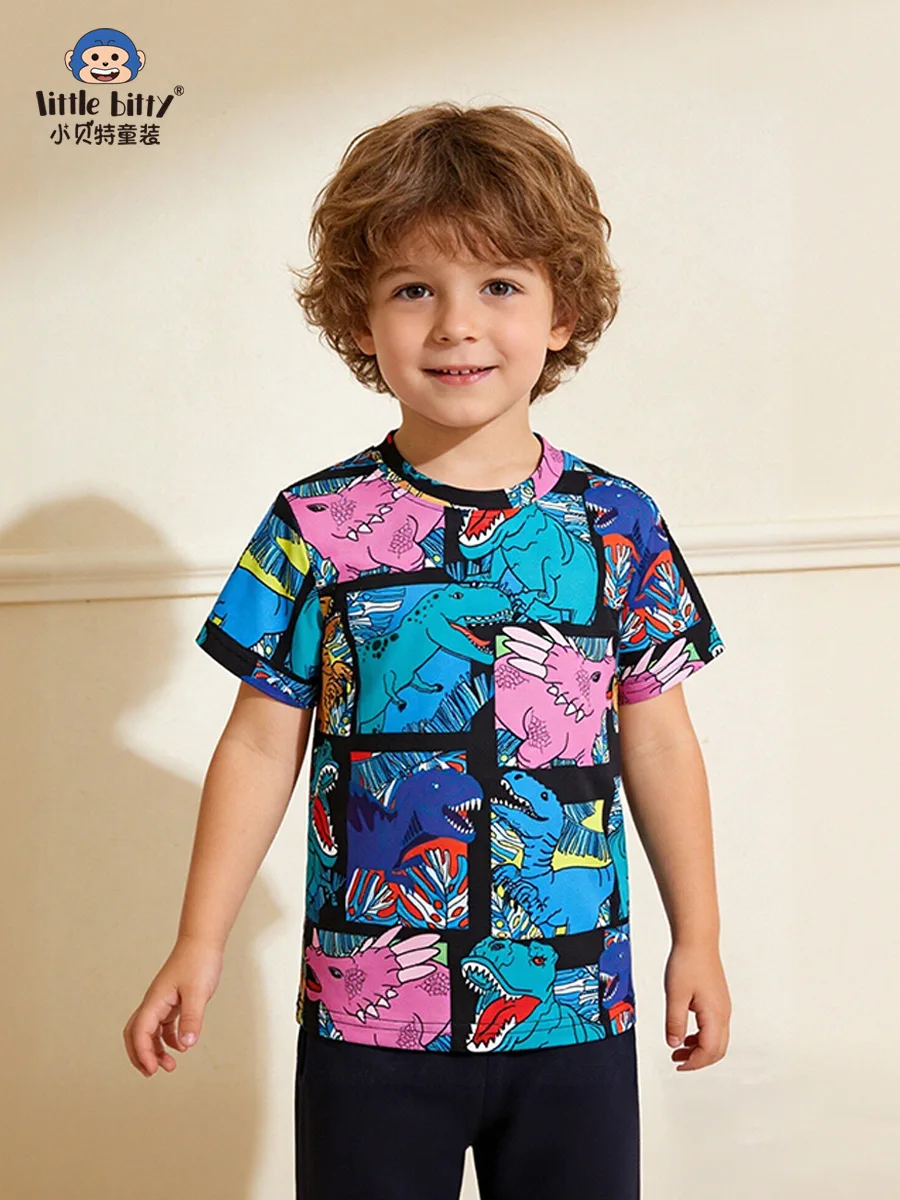 Children's Short-Sleeve Shirt Cartoon Dinosaur Plaid Print round Neck Summer Top for Boys Aged 3-8 Baby T-shirt
Children's Short-Sleeve Shirt Cartoon Dinosaur Plaid Print round Neck Summer Top for Boys Aged 3-8 Baby T-shirt