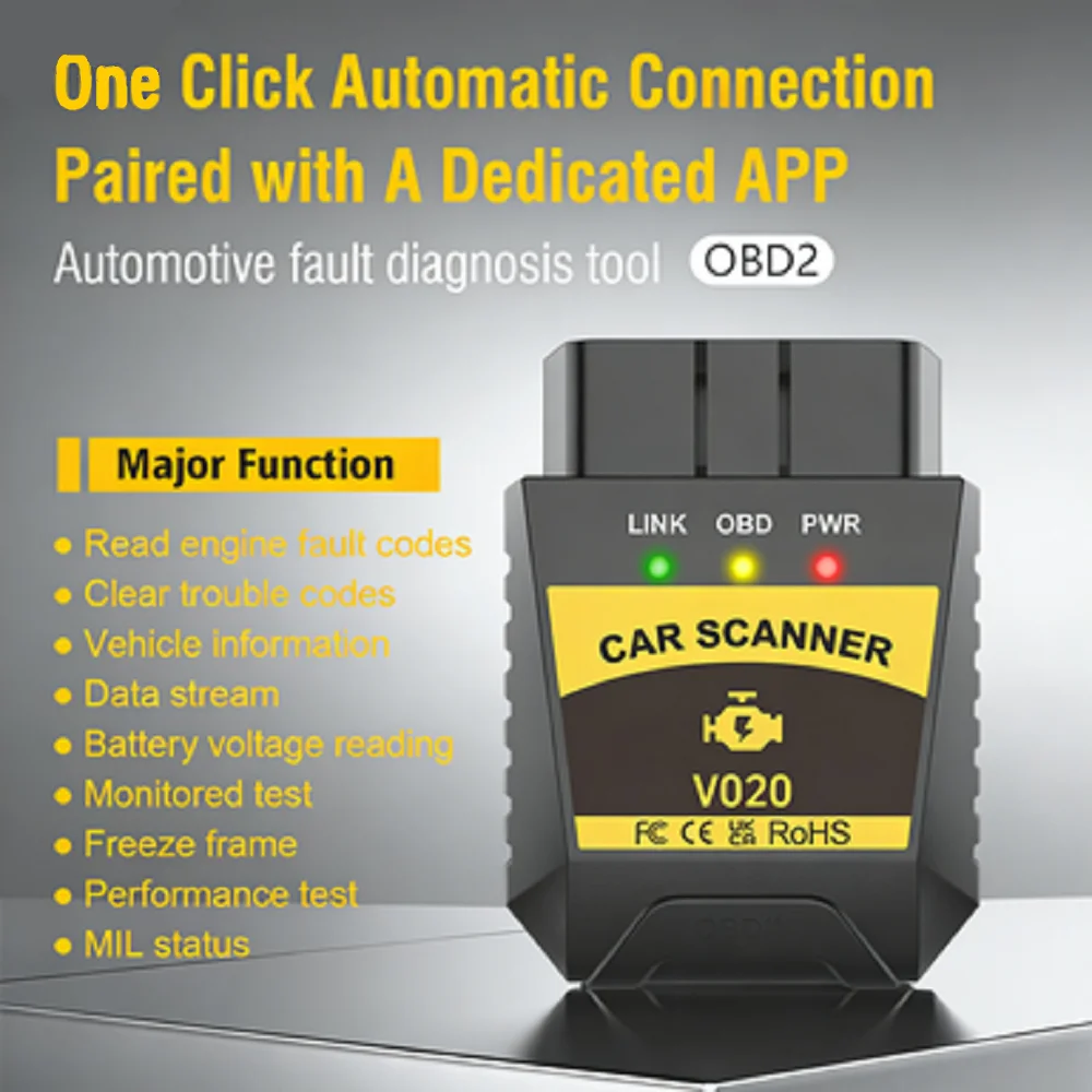 V020 Bluetooth 4.0 Wireless OBD2 Scanner Car Fault Diagnostic Tool Code Reader For IOS Android
V020 Bluetooth 4.0 Wireless OBD2 Scanner Car Fault Diagnostic Tool Code Reader For IOS Android