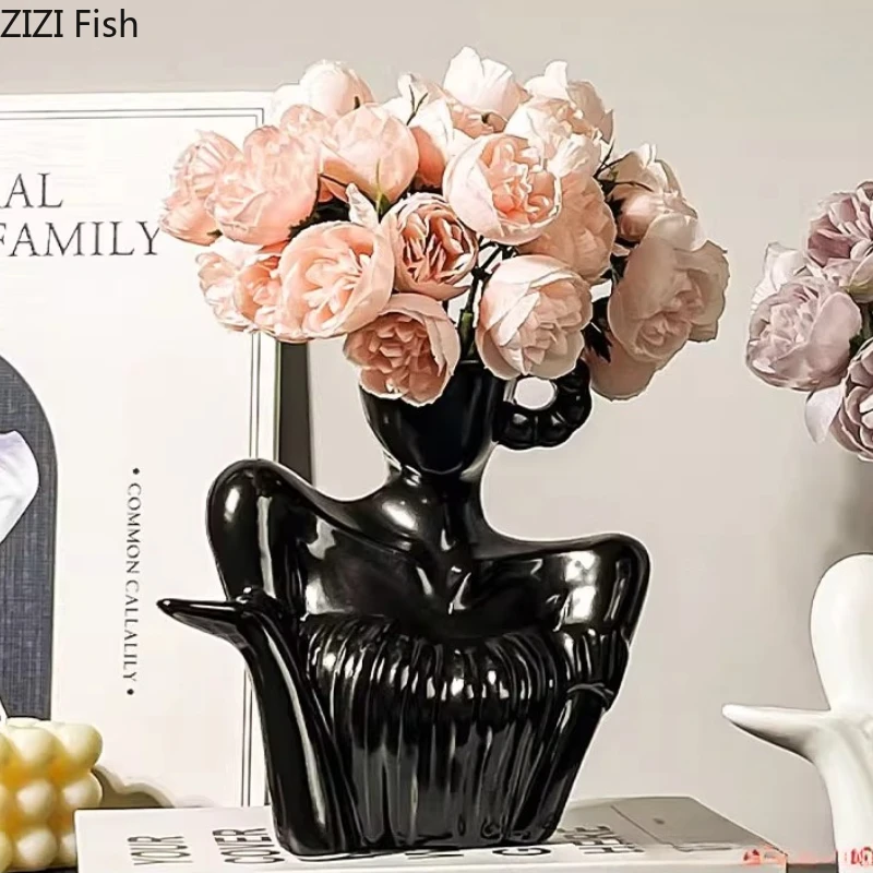 Creative Human Body Shaped Ceramic Vase Flowers Vessels Hydroponic Vases Small Mouth Decorative Vase Ornament Dried Flower Vases 
Creative Human Body Shaped Ceramic Vase Flowers Vessels Hydroponic Vases Small Mouth Decorative Vase Ornament Dried Flower Vases