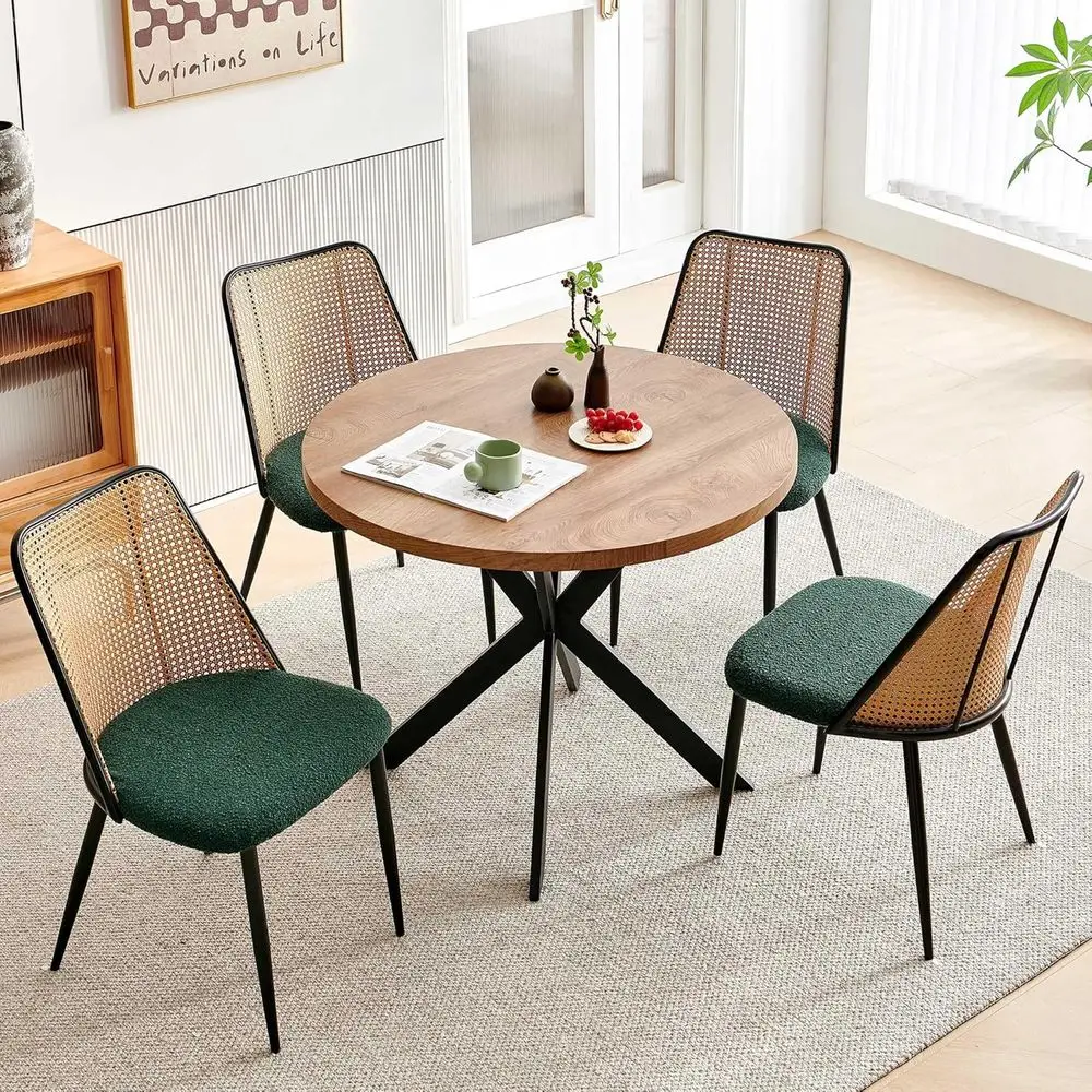 5-Piece Round Dining Set with 37 Table and Chairs, Space-Saving Breakfast Nook, Green Living Room Furniture
5-Piece Round Dining Set with 37 Table and Chairs, Space-Saving Breakfast Nook, Green Living Room Furniture