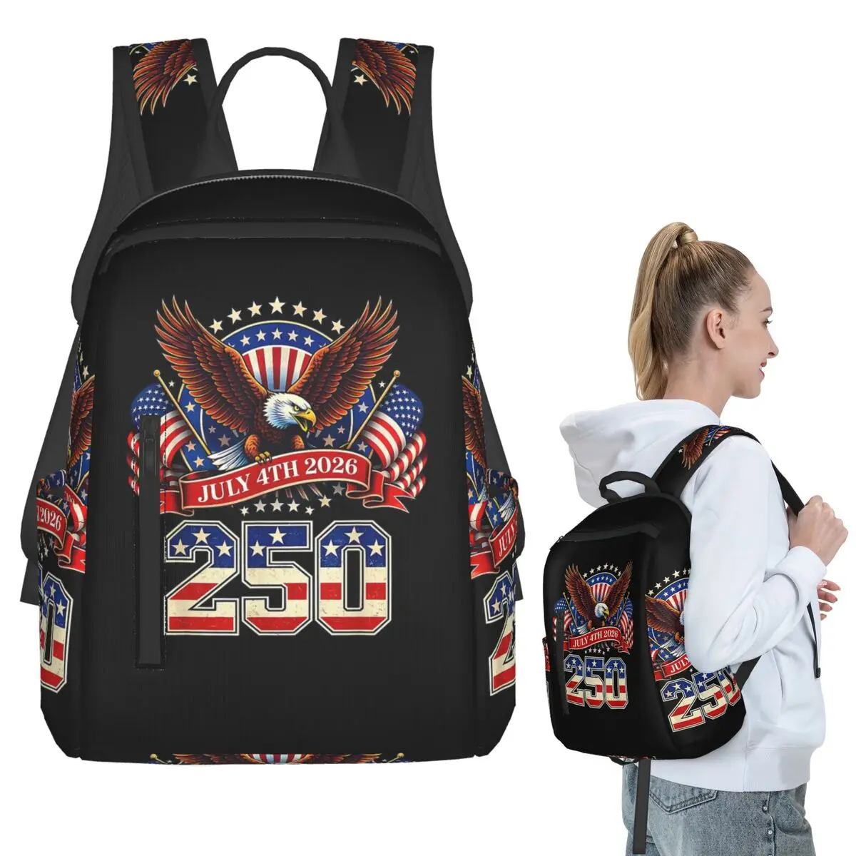 250 Years American 1776 2026 250th 4th July Independence Day Backpack Student BookBag Kids School Bag Computer Shoulder Bags
250 Years American 1776 2026 250th 4th July Independence Day Backpack Student BookBag Kids School Bag Computer Shoulder Bags