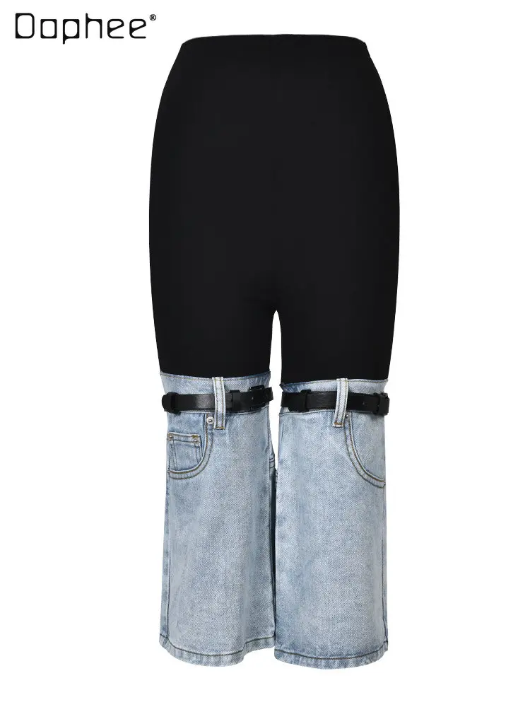American Personalized Women's Summer Color Contrast Patchwork Jeans 2023 New Elastic Waist Lace-up Straight Denim Cropped Pants
American Personalized Women's Summer Color Contrast Patchwork Jeans 2023 New Elastic Waist Lace-up Straight Denim Cropped Pants