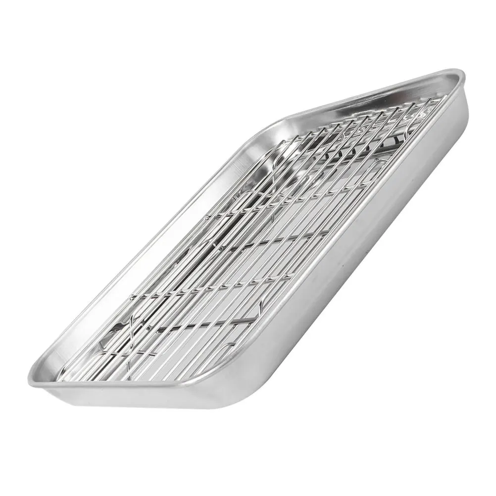1 Set Stainless Steel Baking Sheet With Rack Oil Draining Fry Grid High Temp Resistant Kitchen Baking Pan For Home Restaurant
1 Set Stainless Steel Baking Sheet With Rack Oil Draining Fry Grid High Temp Resistant Kitchen Baking Pan For Home Restaurant