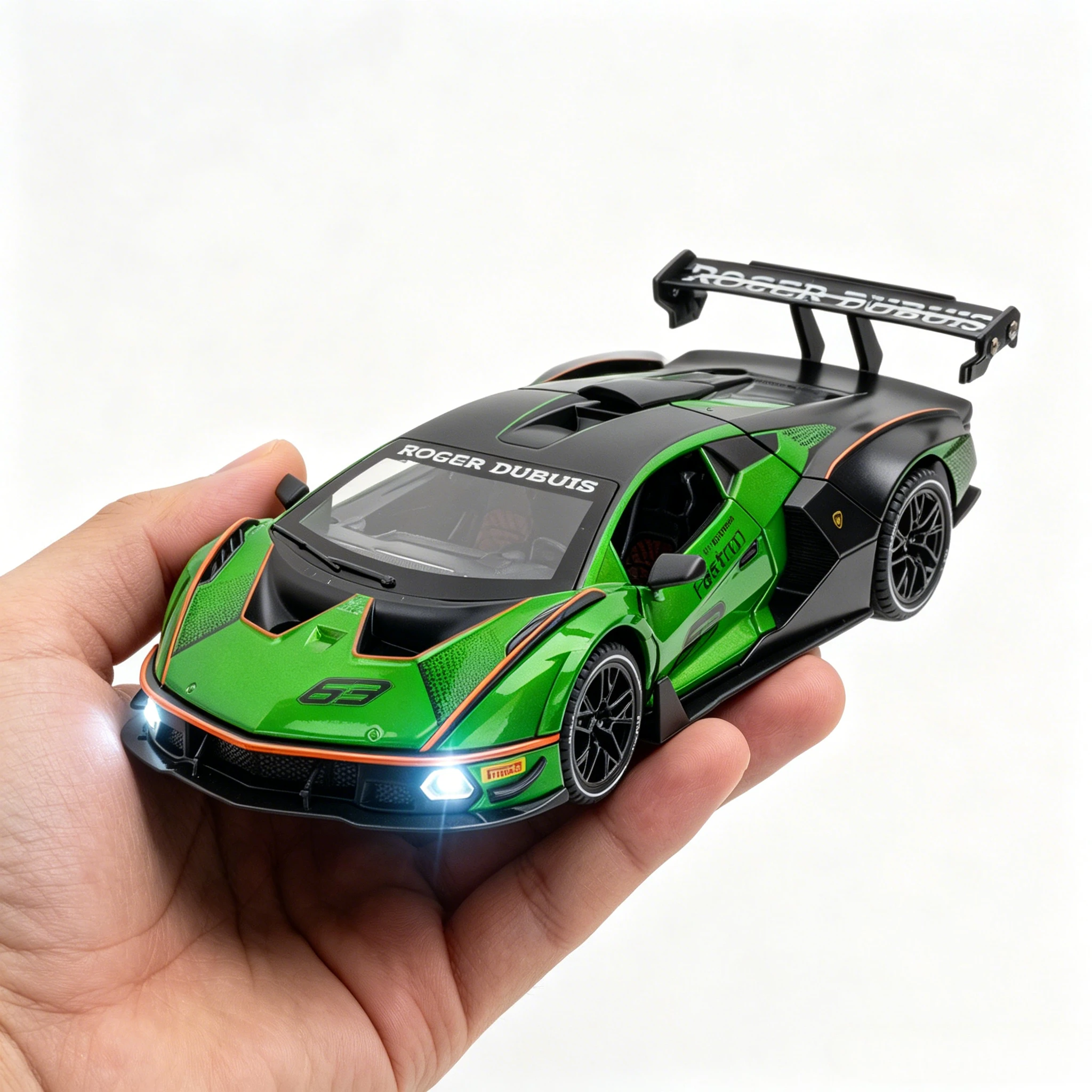 1:24 SVJ63 SCV12 Miniature Model Alloy Diecast Sports Car Toys Sound Light Pull Back Doors Opened Vehice Children's Gifts
1:24 SVJ63 SCV12 Miniature Model Alloy Diecast Sports Car Toys Sound Light Pull Back Doors Opened Vehice Children's Gifts