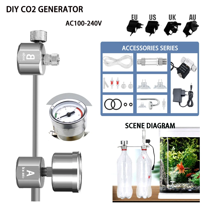 Aquarium DIY CO2 generator Bubble meter solenoid valve kit aquatic plant fish tank raw material reaction CO2 generator
Aquarium DIY CO2 generator Bubble meter solenoid valve kit aquatic plant fish tank raw material reaction CO2 generator