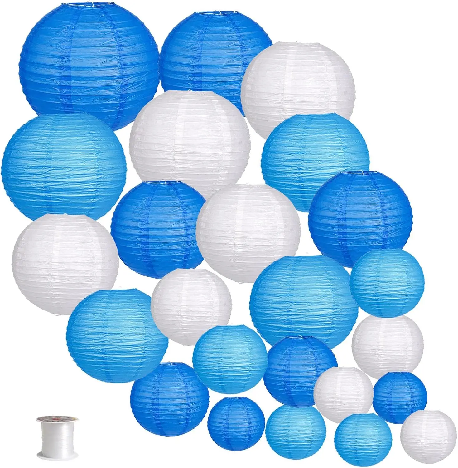24pcs Hanging Round Paper Lanterns for Wedding Birthday Party Baby Showers Decoration Blue/White
24pcs Hanging Round Paper Lanterns for Wedding Birthday Party Baby Showers Decoration Blue/White