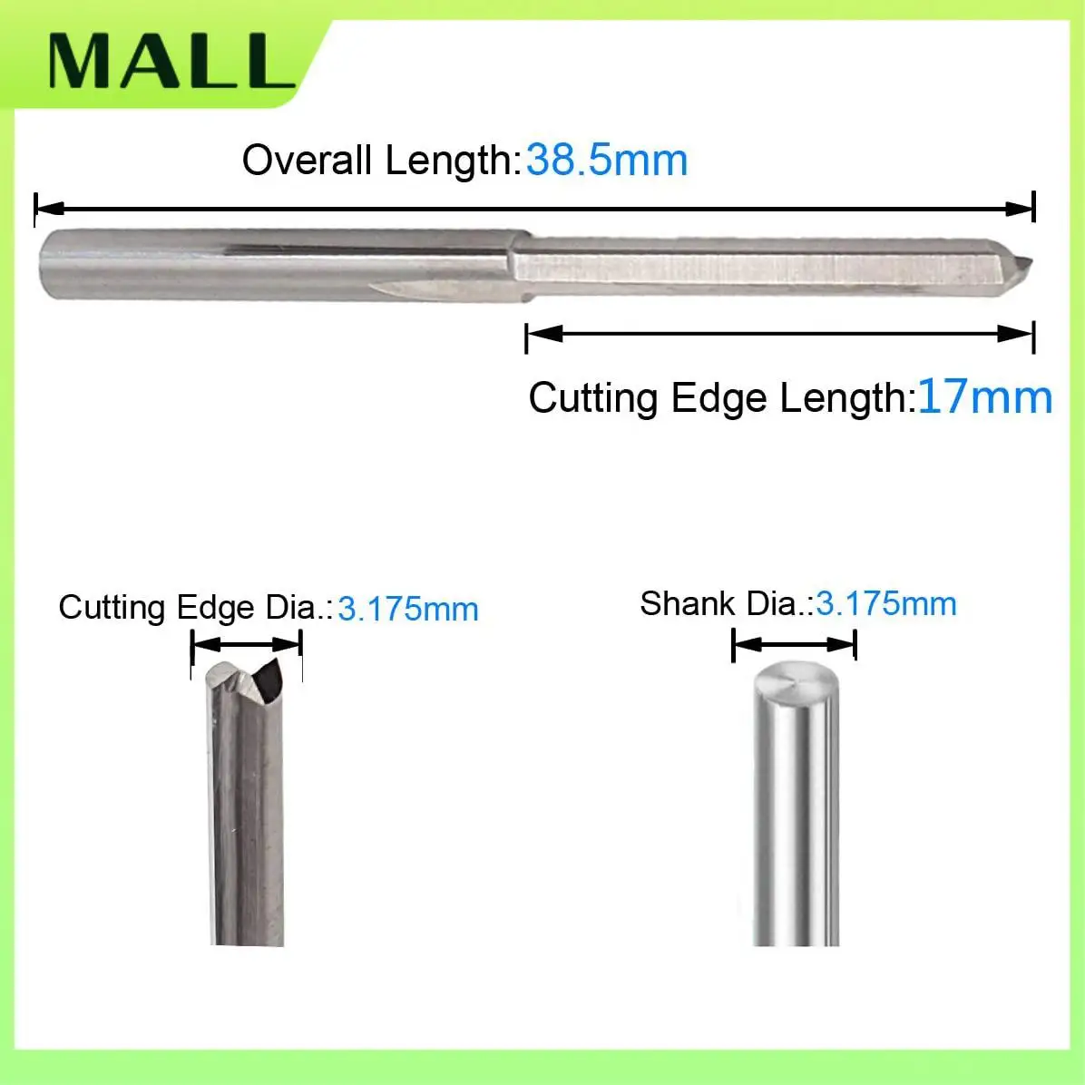 MALL 10PCS 3.175Mm Shank Dia. Double Edged Tungsten Steel Milling Cutter 2 Flutes CNC Cutting Tungsten Steel Straight Slot Bit,
MALL 10PCS 3.175Mm Shank Dia. Double Edged Tungsten Steel Milling Cutter 2 Flutes CNC Cutting Tungsten Steel Straight Slot Bit,