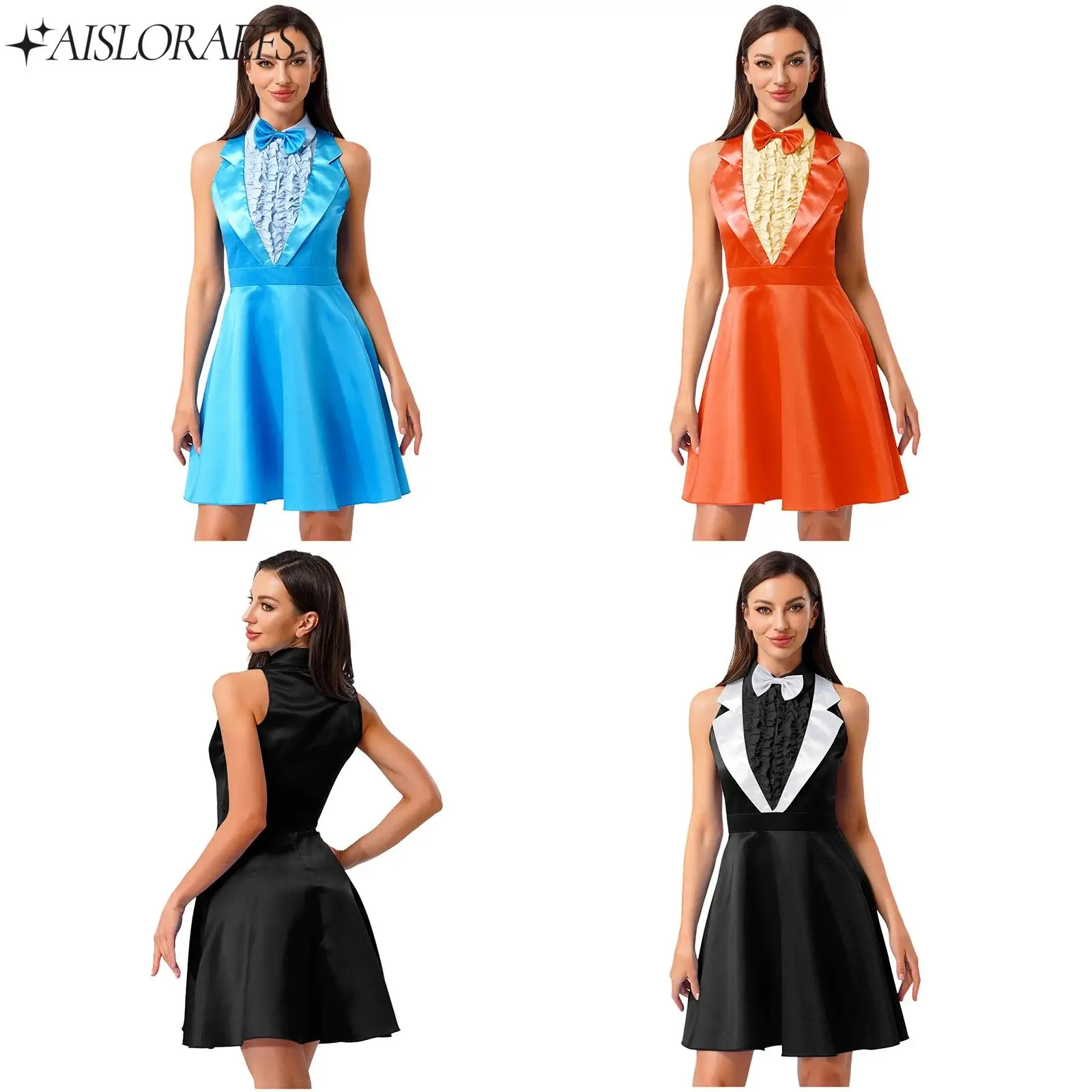 Womens Adult Halloween 80s Dumber Cosplay Dress And Bowtie Lapel Sleeveless Carnival Festival Dress-up Party Raves Dress Clothes
Womens Adult Halloween 80s Dumber Cosplay Dress And Bowtie Lapel Sleeveless Carnival Festival Dress-up Party Raves Dress Clothes