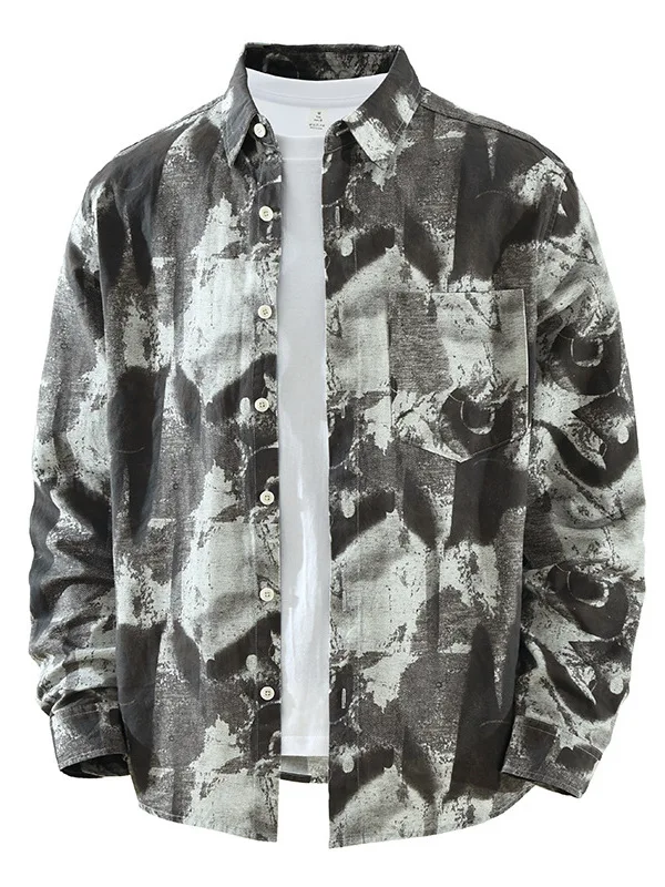 Trendy Long Sleeve Tie Dye Print Cotton Casual Loose Men's Shirt Fashion Artistic Pure Cotton Collared Button up Top
Trendy Long Sleeve Tie Dye Print Cotton Casual Loose Men's Shirt Fashion Artistic Pure Cotton Collared Button up Top