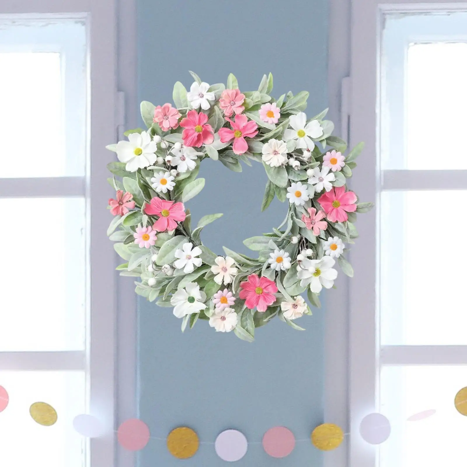 Пасхальный венок Яркая шелковая цветочная композиция Круглый искусственный венок для входной двери, окна, стены, декор, весна
Пасхальный венок Яркая шелковая цветочная композиция Круглый искусственный венок для входной двери, окна, стены, декор, весна
