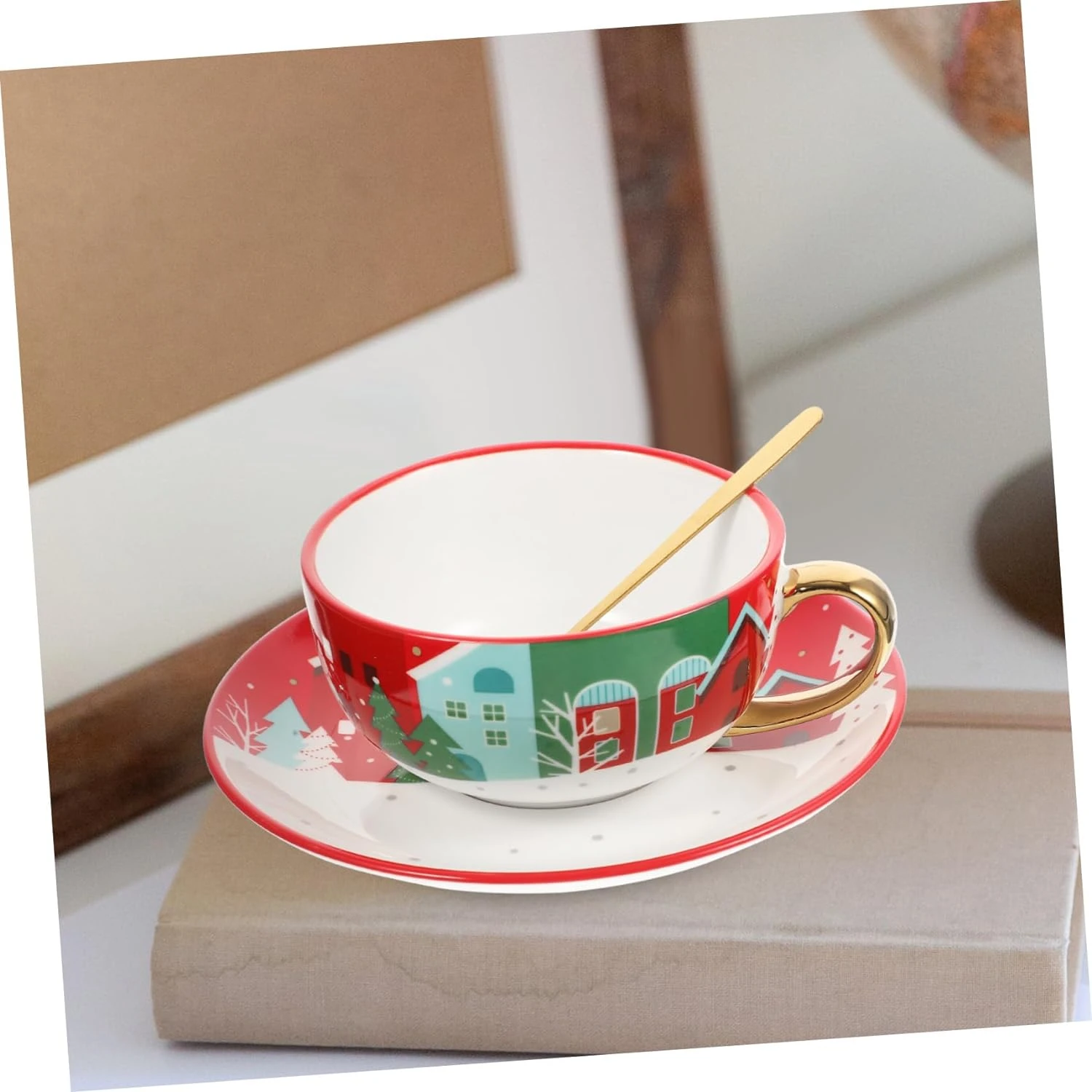 Stylish and elegant 2-Piece Ceramic Coffee Mug Gift Set with delicate saucers and stainless steel spoons for enjoying hot cocoa,
Stylish and elegant 2-Piece Ceramic Coffee Mug Gift Set with delicate saucers and stainless steel spoons for enjoying hot cocoa,