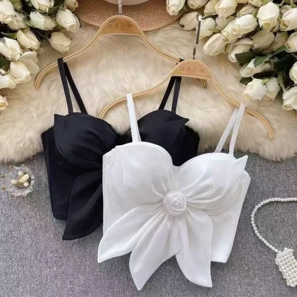 3D Rose Flower Decoration Rose Flower Camisole Black White Sleeveless Crop Tops High-end Feeling Slim Fit Suspender Vest Travel
3D Rose Flower Decoration Rose Flower Camisole Black White Sleeveless Crop Tops High-end Feeling Slim Fit Suspender Vest Travel