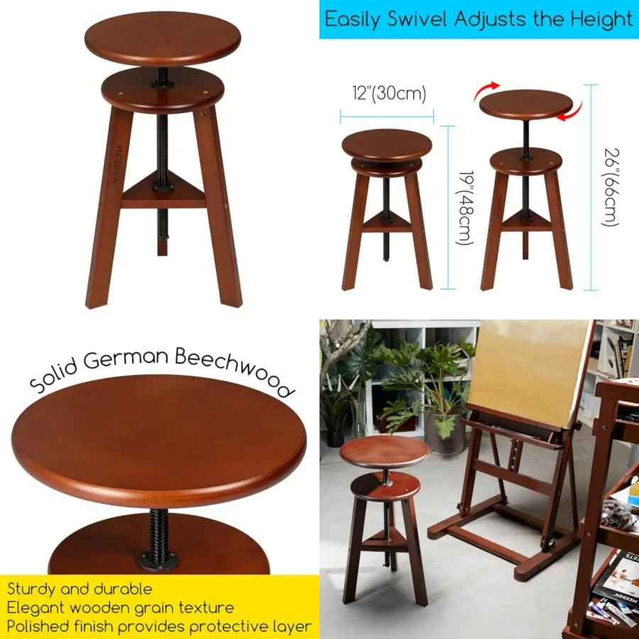 Wooden Drafting Stool with Adjustable Height, Artist Stool, Office Studio Stool, Up to 220 Lbs, German Beech Wood, Perfect for
Wooden Drafting Stool with Adjustable Height, Artist Stool, Office Studio Stool, Up to 220 Lbs, German Beech Wood, Perfect for