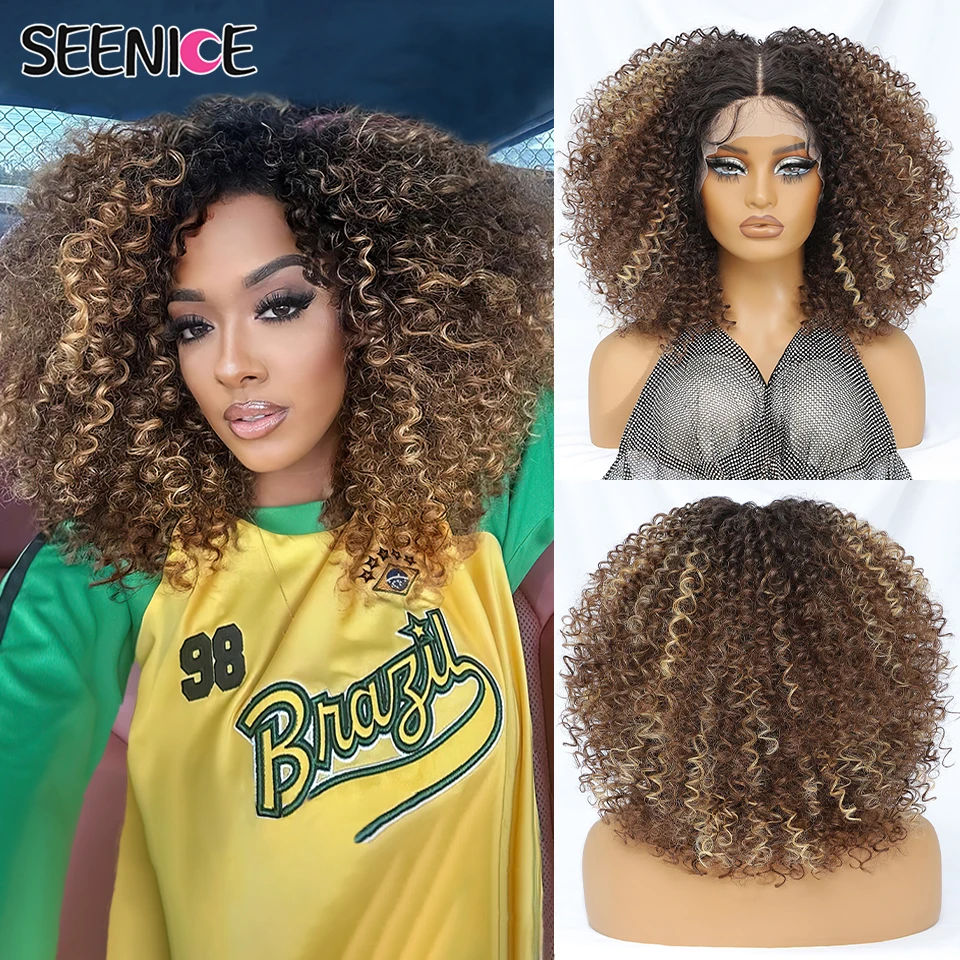 14Inch Synthetic Jerry Curl Lace Front Wig African American Glueless Natural Black Brown Piano Wig for Women Afro Kinky Curly
14Inch Synthetic Jerry Curl Lace Front Wig African American Glueless Natural Black Brown Piano Wig for Women Afro Kinky Curly