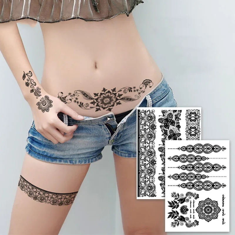 Black Sexy Lace Temporary Tattoos Sticker For Women Girl Moth Mehndi Flower Fake Tattoo Stickers Flora Waterproof Tattoo
Black Sexy Lace Temporary Tattoos Sticker For Women Girl Moth Mehndi Flower Fake Tattoo Stickers Flora Waterproof Tattoo