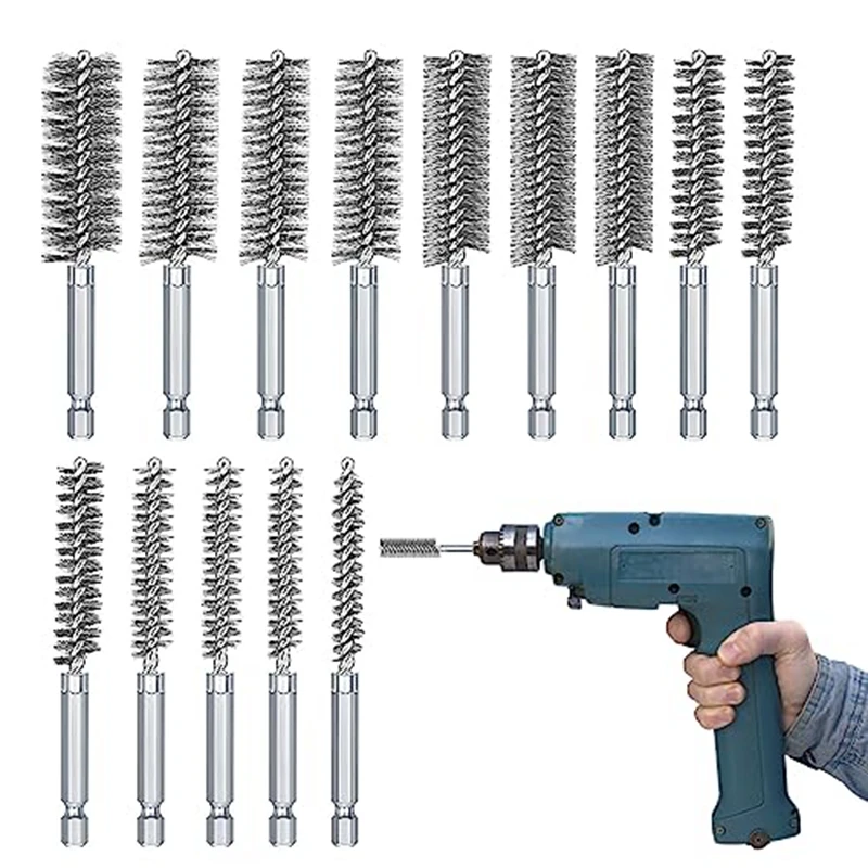 Bore Brush Stainless Steel Bore Brush Bore Cleaning Brush Set For Drill, 1/4 Inch Hex Shank
Bore Brush Stainless Steel Bore Brush Bore Cleaning Brush Set For Drill, 1/4 Inch Hex Shank